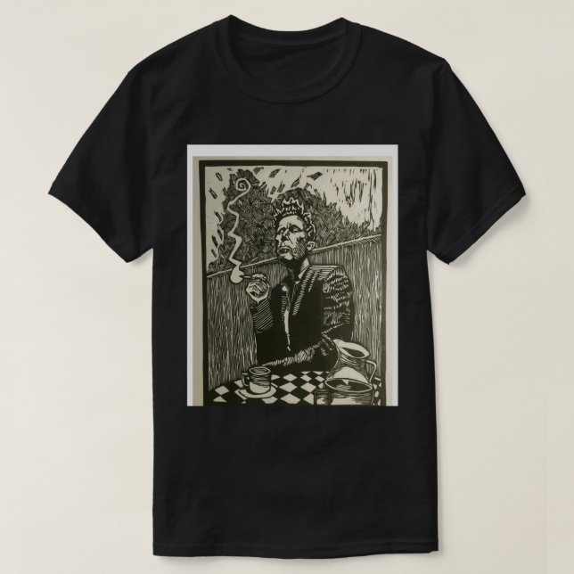 Tom Waits Smoking a Cigarette Graphite Artwork Gra T Shirt (Design framsida)