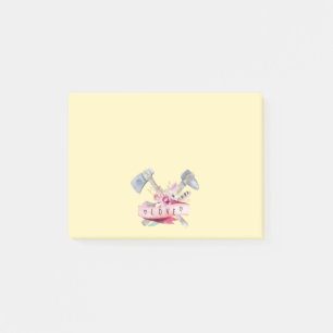 Tomahawk Hammer och Flowers Watercolor Design Post-it Block