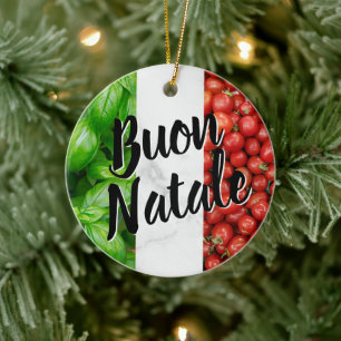 Tomat Basil Buon Natale Julgransprydnad Keramik