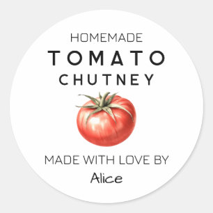 Tomat Chutney-etikett med akvarelltomater Runt Klistermärke