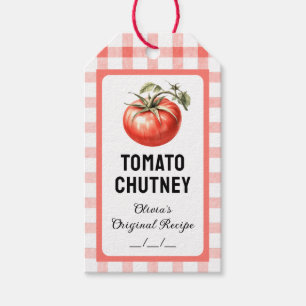 Tomat Chutney konserverad med akvarell tomat Presentetikett
