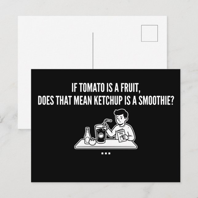 Tomat Frukt Ketchup Smoothie Rolig Skämt Vykort (Fram/baksida)