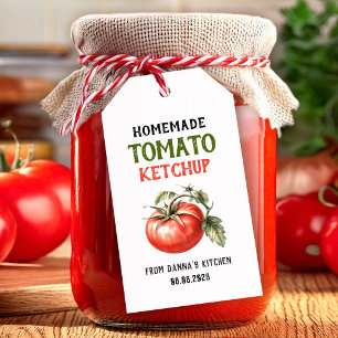 Tomat Ketchup Etikett med röd tomat