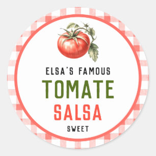 Tomat Salsa-konserver med röda tomater lantlig uts Runt Klistermärke