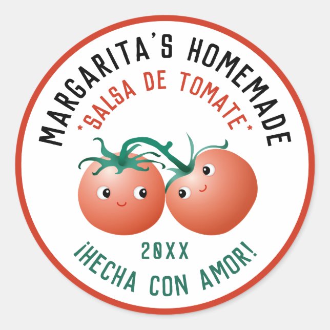 Tomat Salsa Spansk etikett för hemmagjord recept (Framsida)