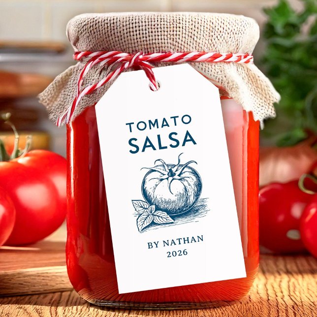 Tomat salsas anpassade färger presentetikett (Skapare uppladdad)