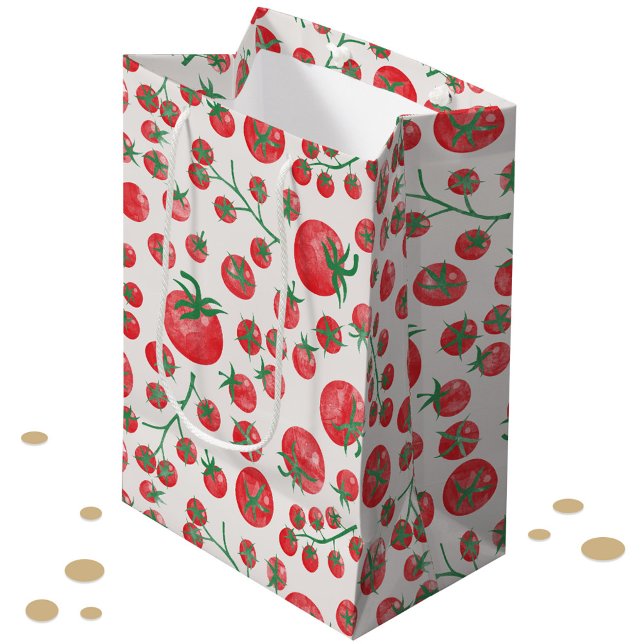 Tomat Vattenfärg Mönster (Modern watercolor tomato pattern Mediterranean summer gift bag)