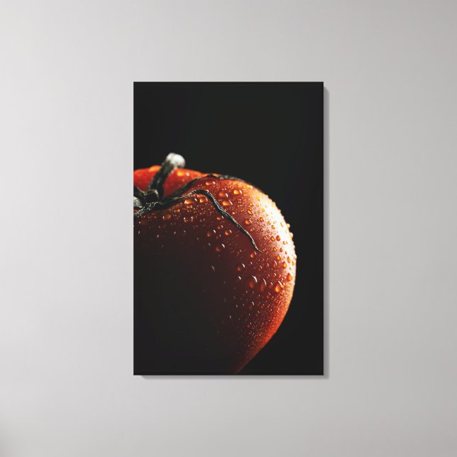 Tomat,Vegetabiliskt,Svart bakgrund Canvastryck (Framsida)