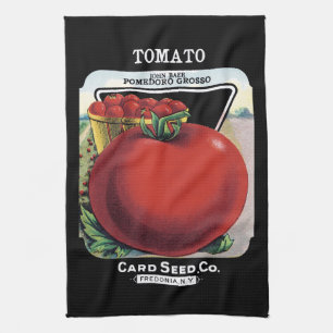 Tomaten kärnar ur paketetiketten kökshandduk