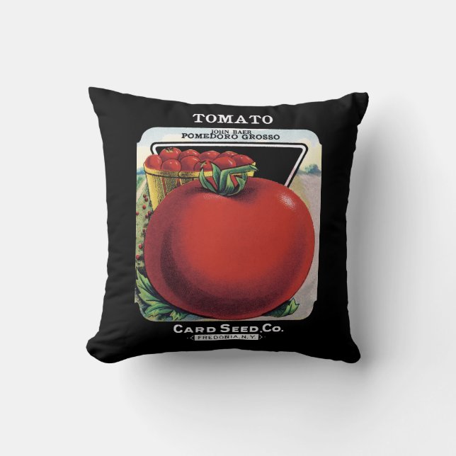 Tomaten kärnar ur paketetiketten kudde (Framsida)