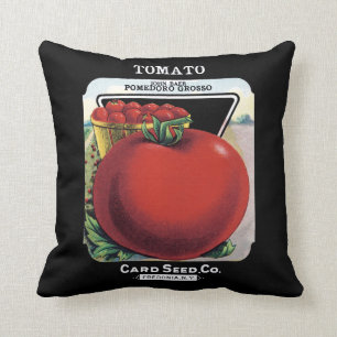 Tomaten kärnar ur paketetiketten kudde