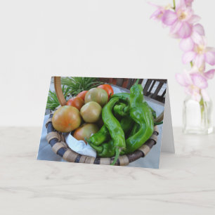 Tomater och Grönt Paprika i Basket Kort