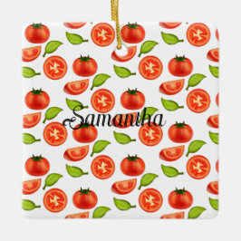 Tomater och Oregano Blad Julgransprydnad Keramik