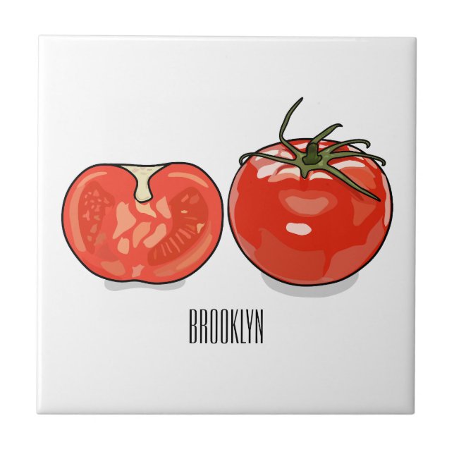 Tomatillustration av tecknaden kakelplatta (Framsidan)