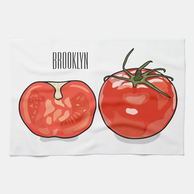 Tomatillustration av tecknaden kökshandduk (Horisontell)