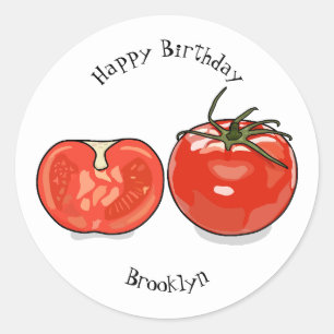 Tomatillustration av tecknaden runt klistermärke