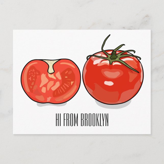 Tomatillustration av tecknaden vykort (Framsida)