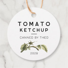 Tomatketchup-etikett med akvarell tomatblad gåvor etiketter