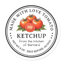 Tomatketchup hemmagjord konserver etikett