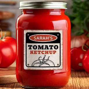 Tomatketchup, redigerbar etikett med grunge-skylt