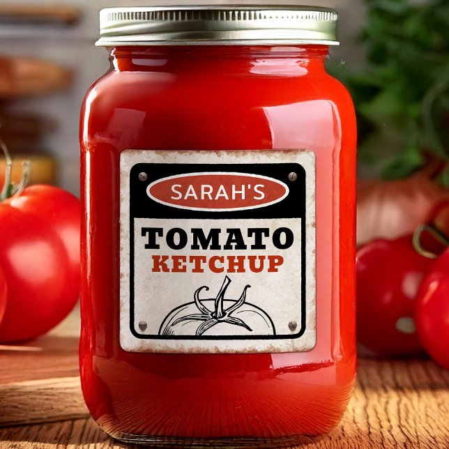 Tomatketchup, redigerbar etikett med grunge-skylt (Skapare uppladdad)