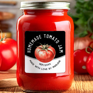 Tomatmarmelad med röd tomat fyrkantigt klistermärke