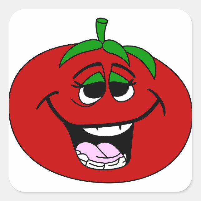 Tomato Ansikte Fyrkantigt Klistermärke (Framsida)