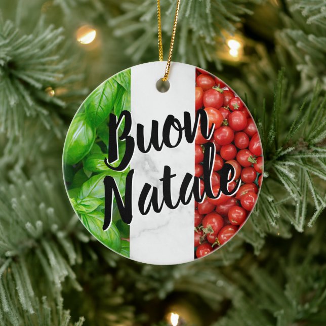 Tomato Basil Buon Natale Julgransprydnad Keramik (Träd)
