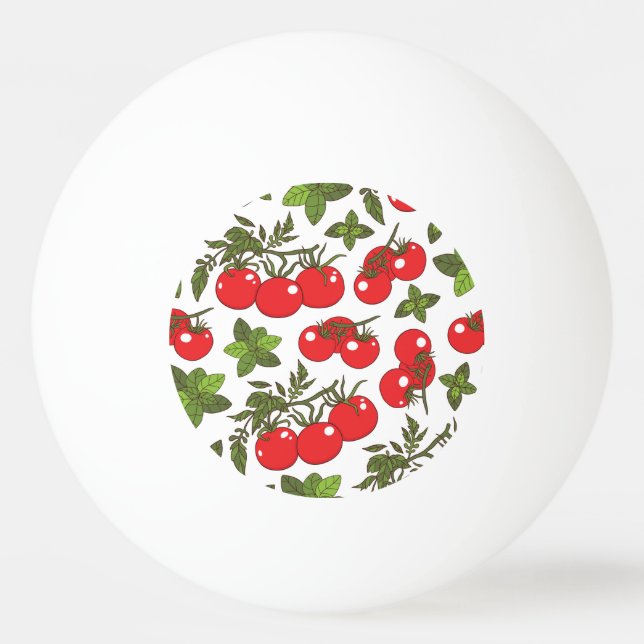 Tomato Basil Seamless Kitchen Mönster Pingisboll (Framsidan)