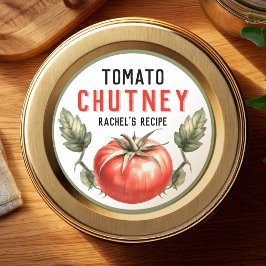 Tomato Chutney Canning-etikett med vintage känns Runt Klistermärke