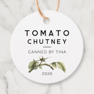 Tomato Chutney-etikett med akvarell tomatblad Gåvor Etiketter