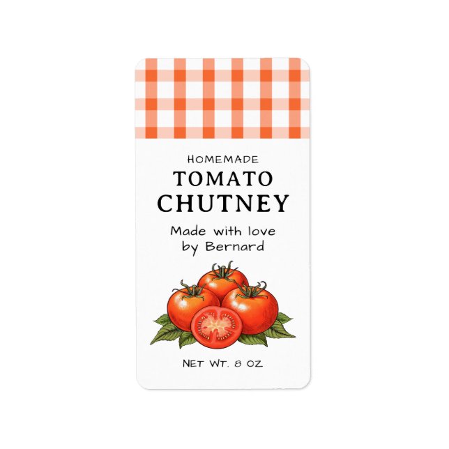 Tomato Chutney-etiketter Adressetikett (Framsidan)