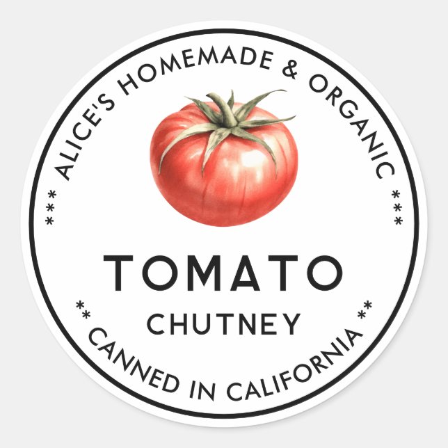 Tomato chutney konservering mat etikett (Framsida)