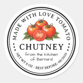 Tomato Chutney Preserve Label Runt Klistermärke