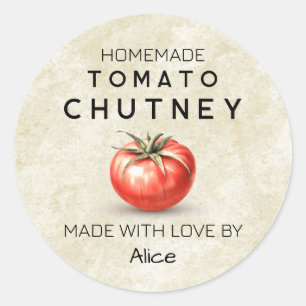 Tomato Chutney vintage konserveringsetikett Runt Klistermärke