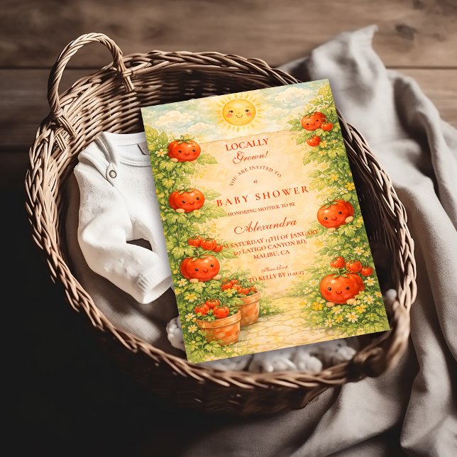 Tomato Cottage Garden Baby Shower Inbjudningar (Skapare uppladdad)