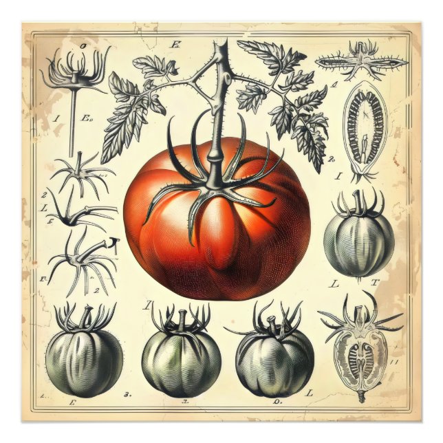 Tomato Diagram Vintage Fototryck (Framsidan)