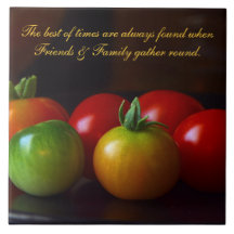 Tomato Friends & Family Quote Ceramic Tile/Trivet