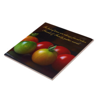Tomato Friends & Family Quote Ceramic Tile/Trivet Kakelplatta