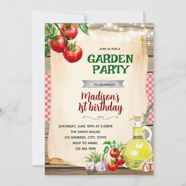 Tomato Garden Party Invitation Inbjudningar (Framsida)