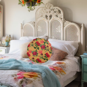 Tomato Girl Aestthetic Vintage Vegetable Guld Ro Rund Kudde