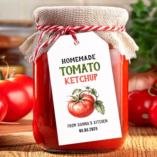 Tomato Ketchup-etikett med röd tomat Presentetikett (Skapare uppladdad)
