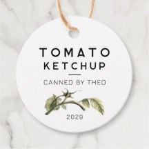Tomato Ketchup-etikett med vattenfärg tomato löv