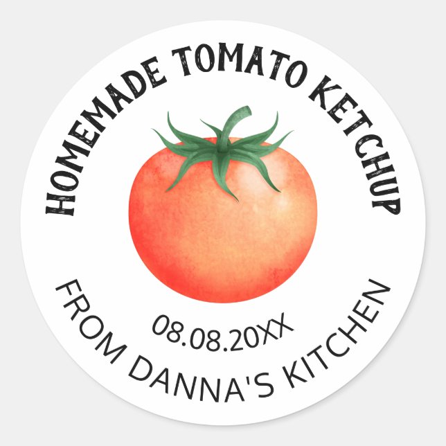 Tomato Ketchup konserver etikett med röd tomat (Framsida)