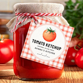 Tomato Ketchup-märkre med utcheckad mönster Gåvor Etiketter