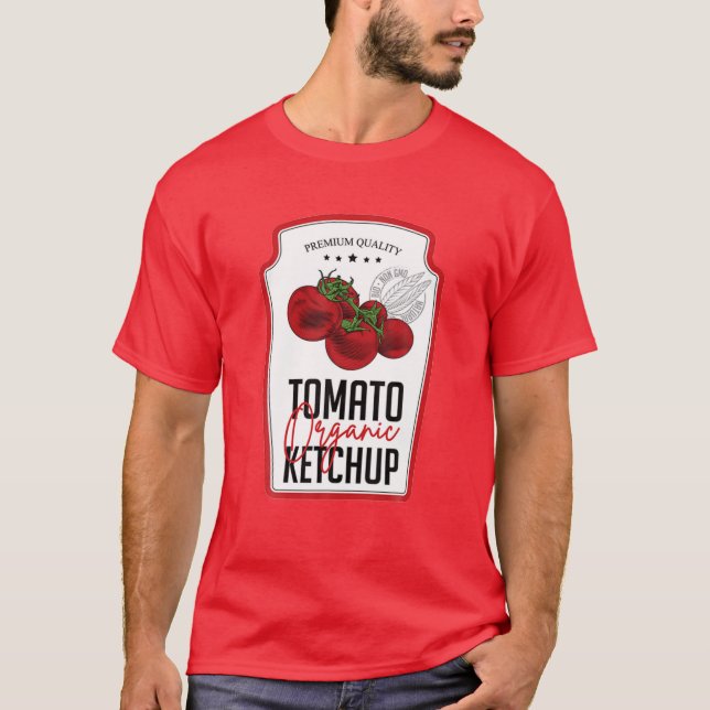 Tomato Ketchup Sauce Flaska etikett Funny Hallowee T Shirt (Framsida)