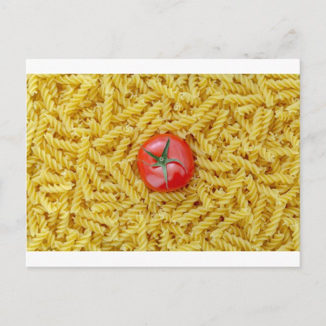 Tomato med fusilli pasta vykort (Framsida)