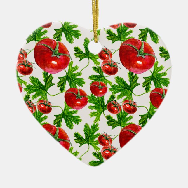 Tomato med Löv Mönster Julgransprydnad Keramik (Framsidan)