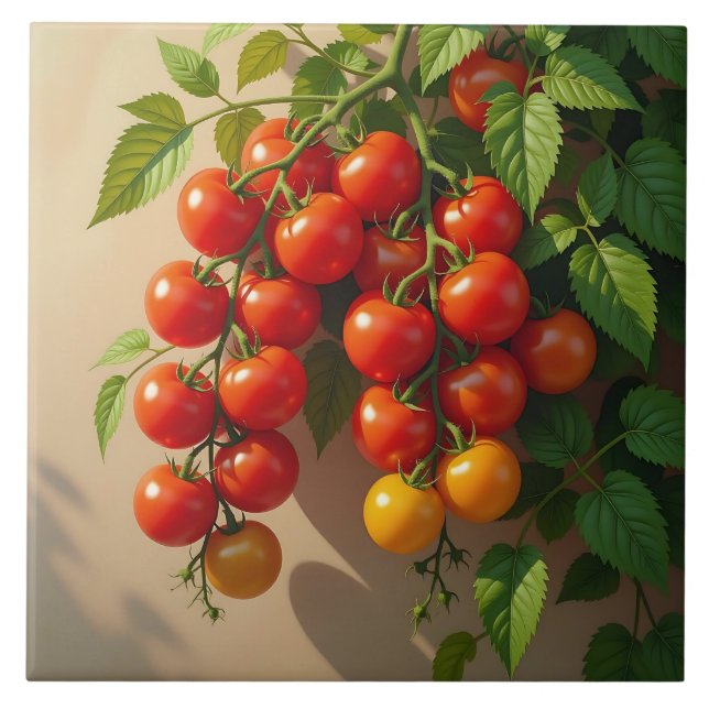 Tomato Plant Gardening Themed Summer Vibes Kakelplatta (Framsidan)