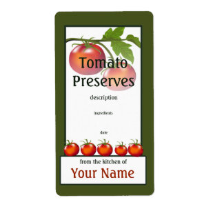 Tomato Preserve Kitchen-etikett Fraktsedel